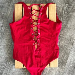 Red beach bunny one piece
